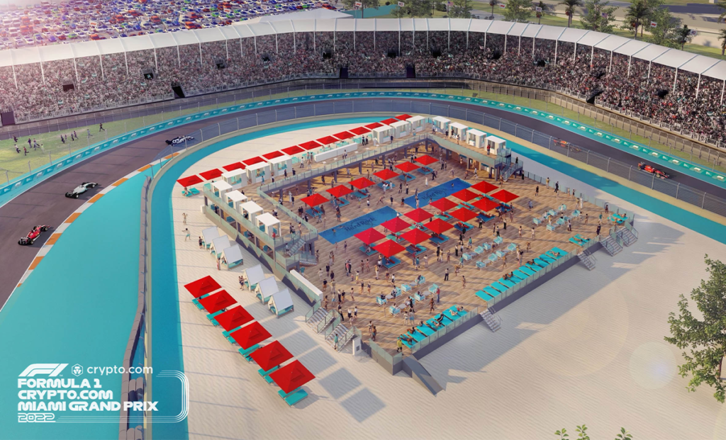 Une plage installée sur le circuit de Miami !