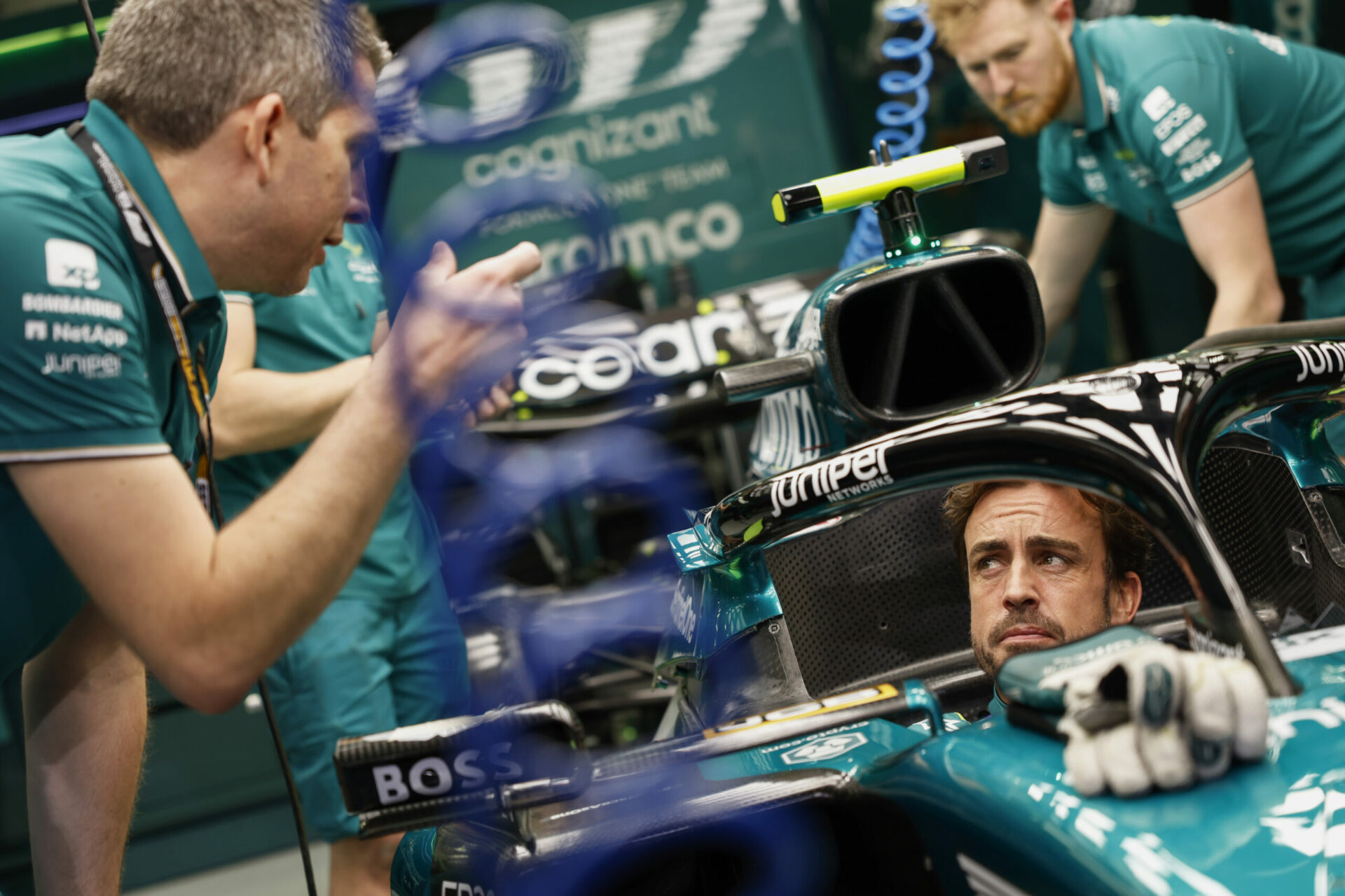 Aston Martin garage Alonso