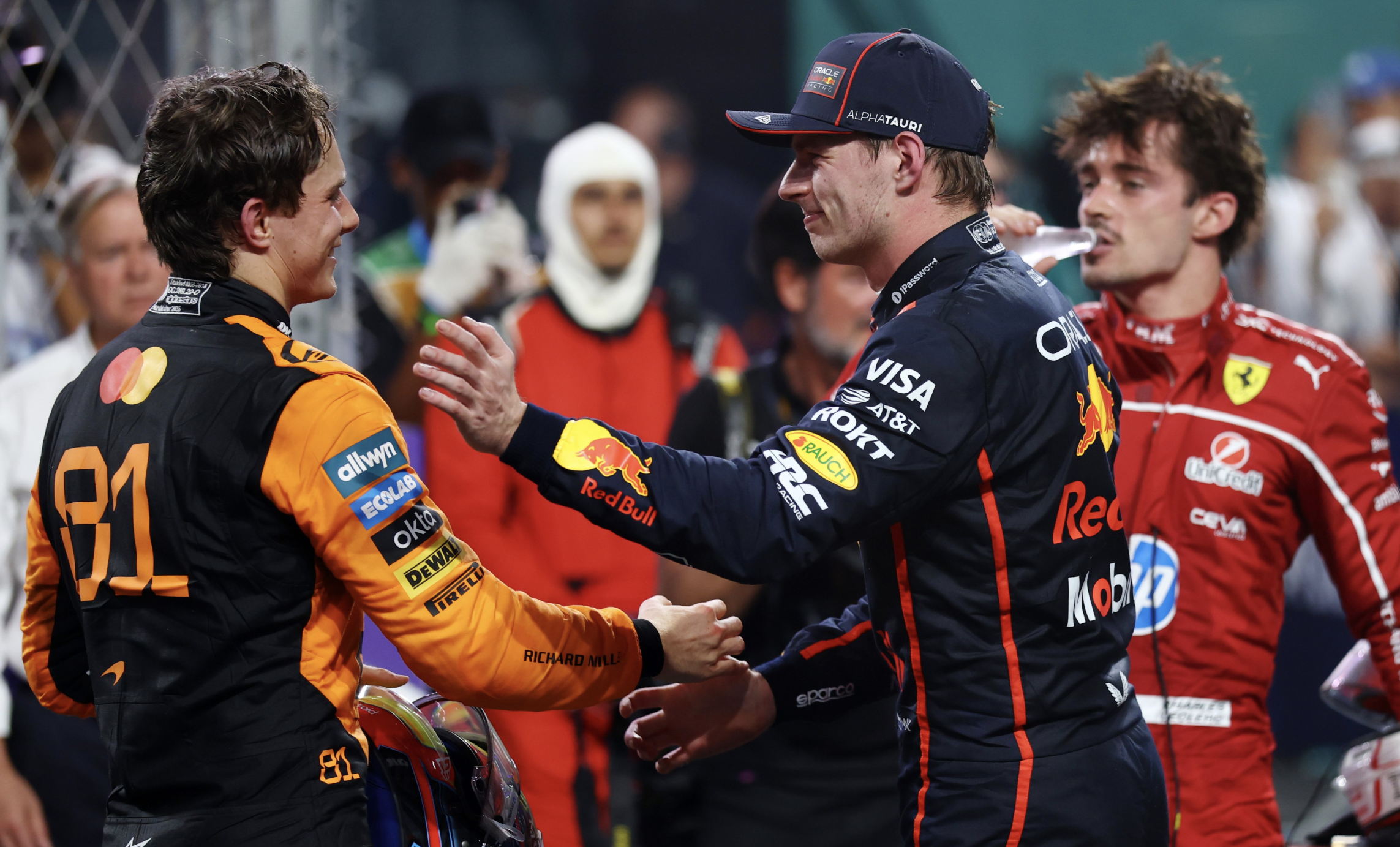 Oscar Piastri & Max Verstappen & Charles Leclerc - Grand Prix d'Arabie saoudite - Red Bull Content Pool