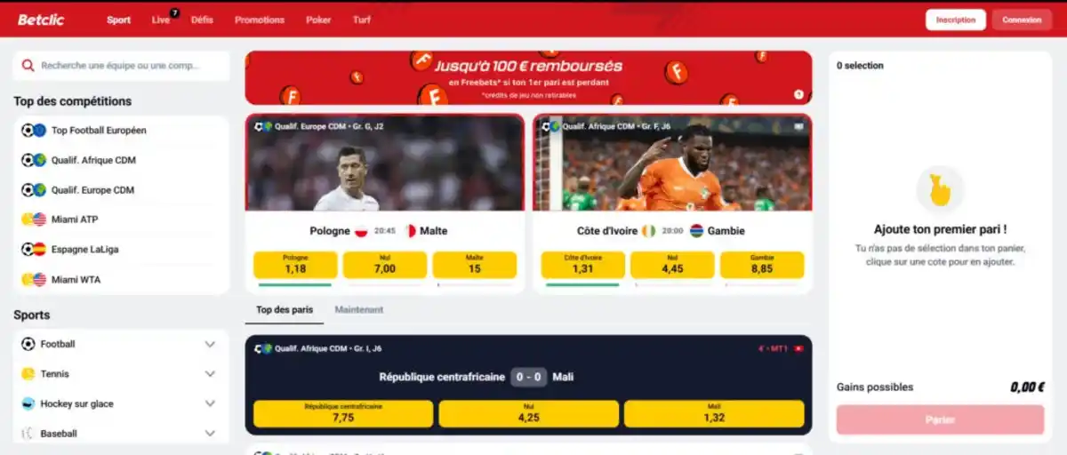 Betclic homepage
