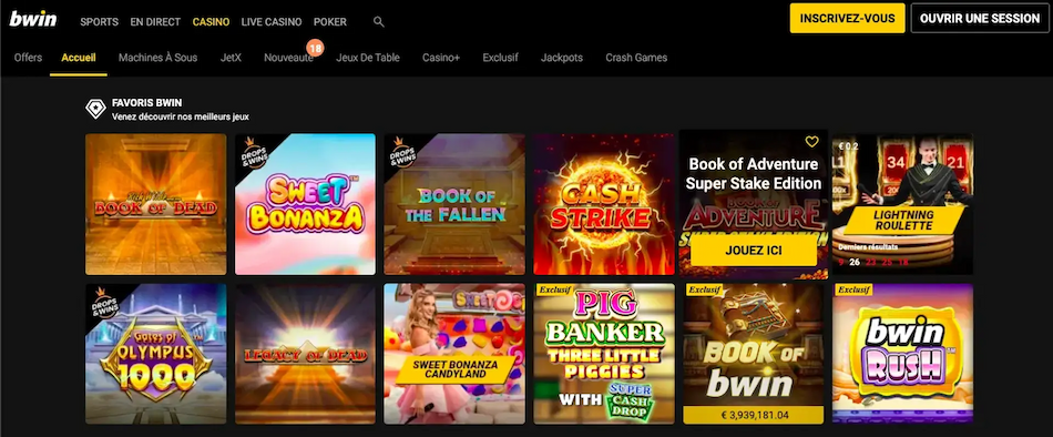 bwin page principal du site de casino en ligne fiable
