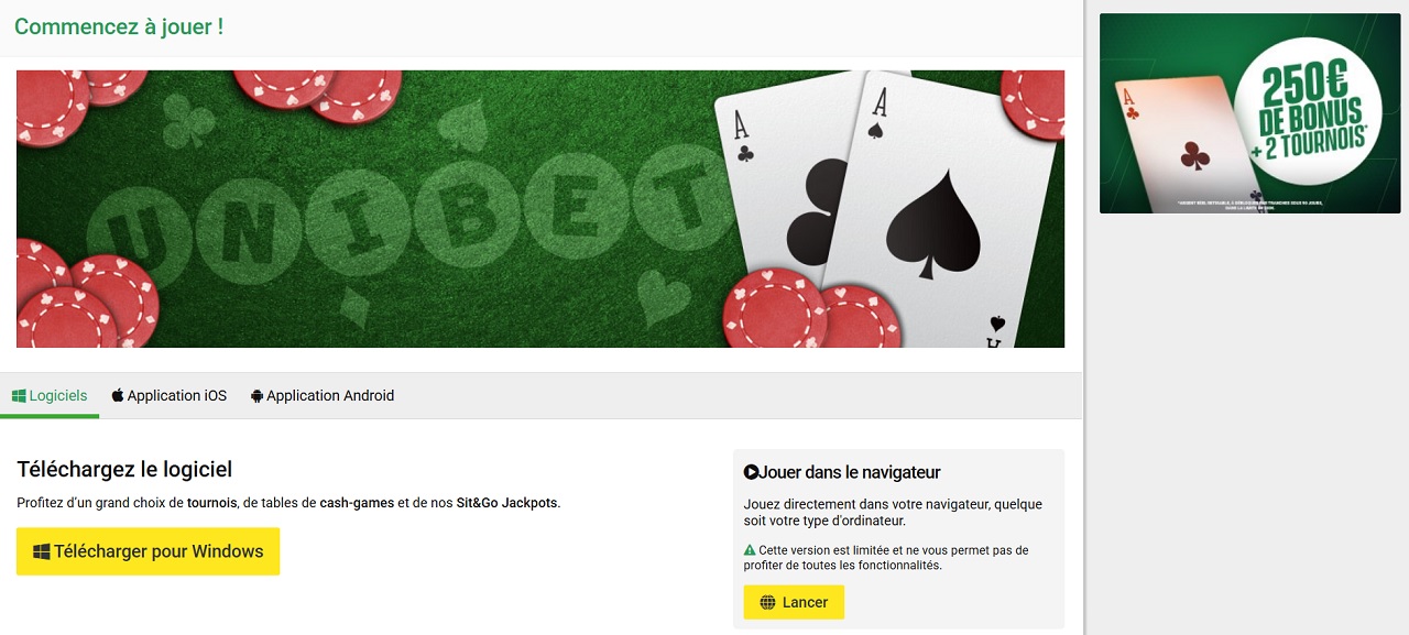 Jouer sur Unibet